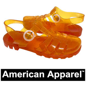 NEW American L.A. Apparel Sz 11 Orange Seaside Jelly Fisherman Sandals Retro
